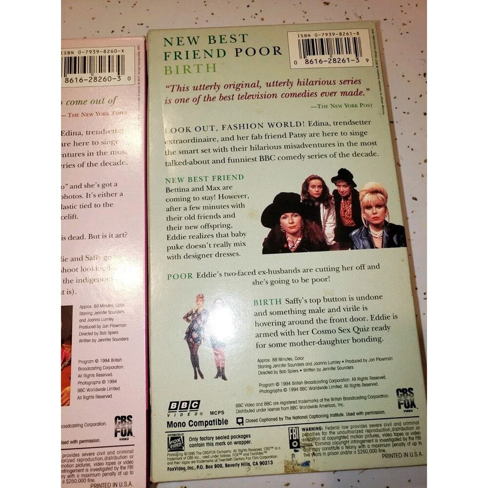 Absolutely Fabulous - Set. 2, Pt. 1 & 2(VHS, 1995) CBS FOX BBC